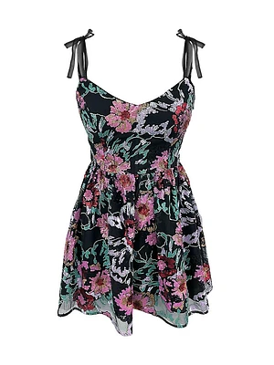 Kaitrin Sequin Floral Sweetheart Minidress