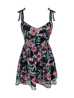 Kaitrin Sequin Floral Sweetheart Minidress