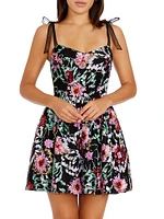 Kaitrin Sequin Floral Sweetheart Minidress