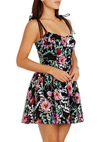 Kaitrin Sequin Floral Sweetheart Minidress