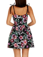 Kaitrin Sequin Floral Sweetheart Minidress