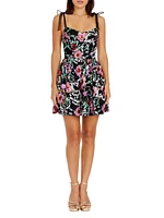 Kaitrin Sequin Floral Sweetheart Minidress