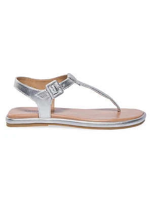 Tucson Metallic Leather T-Strap Sandals