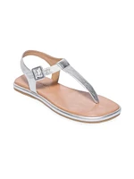 Tucson Metallic Leather T-Strap Sandals