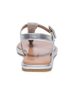 Tucson Metallic Leather T-Strap Sandals