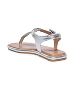 Tucson Metallic Leather T-Strap Sandals