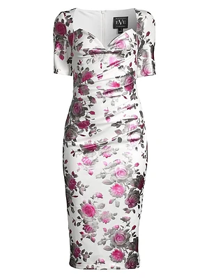 Amandalee Floral Sheath Cocktail Dress