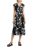 Taxi Floral Midi Wrap Dress