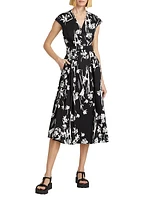 Taxi Floral Midi Wrap Dress