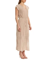 Nova Pointelle Drawstring-Waist Maxi Dress