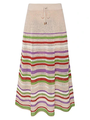 Blaire Stripe Cotton-Blend Midi-Skirt