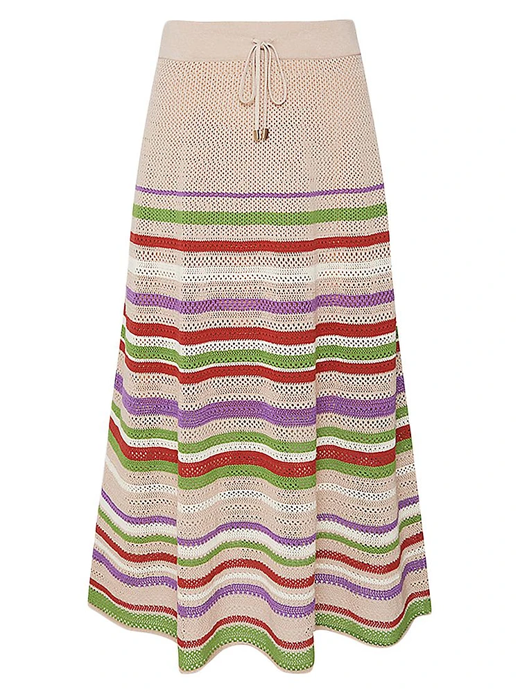 Blaire Stripe Cotton-Blend Midi-Skirt