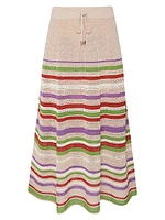 Blaire Stripe Cotton-Blend Midi-Skirt