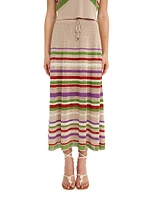 Blaire Stripe Cotton-Blend Midi-Skirt