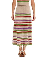 Blaire Stripe Cotton-Blend Midi-Skirt