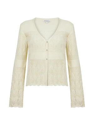 Lou Pointelle V-Neck Cardigan