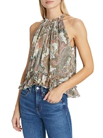 Renee Paisley Silk Halter Top