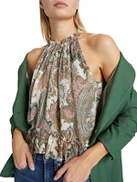 Renee Paisley Silk Halter Top