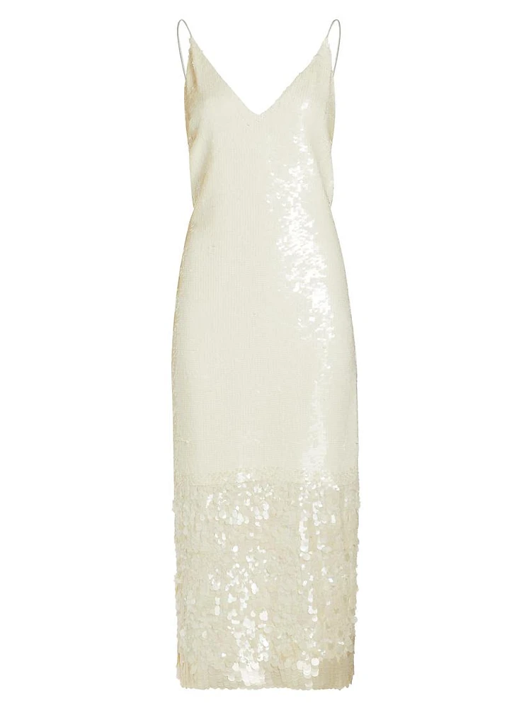 Perla Iridescent Sequined Midi-Dress