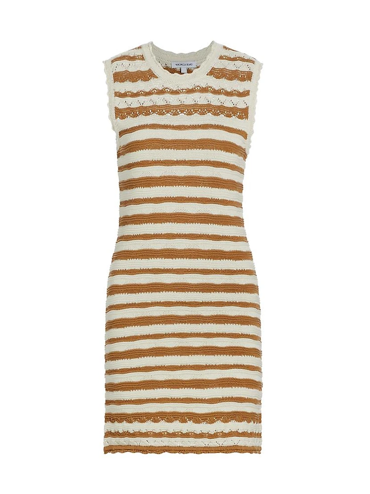 Templeton Crochet-Knit Striped Minidress