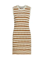 Templeton Crochet-Knit Striped Minidress