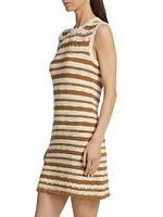 Templeton Crochet-Knit Striped Minidress