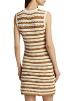 Templeton Crochet-Knit Striped Minidress