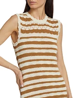 Templeton Crochet-Knit Striped Minidress