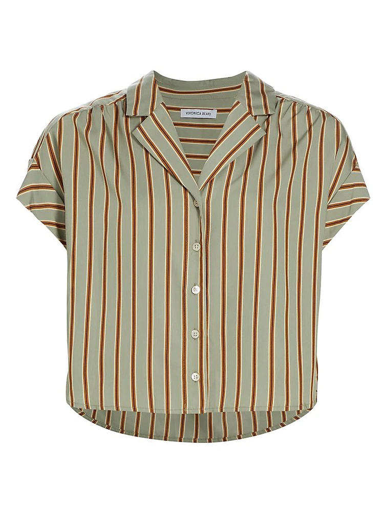 Kasa Striped Linen Crop Shirt