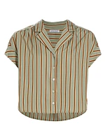 Kasa Striped Linen Crop Shirt