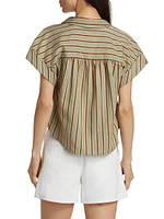 Kasa Striped Linen Crop Shirt