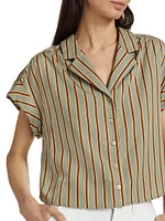 Kasa Striped Linen Crop Shirt