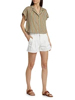 Kasa Striped Linen Crop Shirt