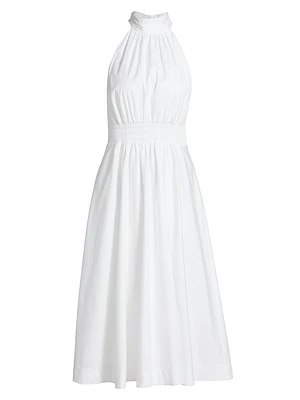 Kinny Cotton-Blend Halter Midi-Dress