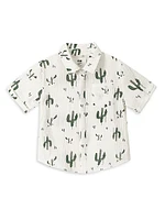 Little Boy's & Boy's Cactus Print Gauze Short-Sleeve Shirt