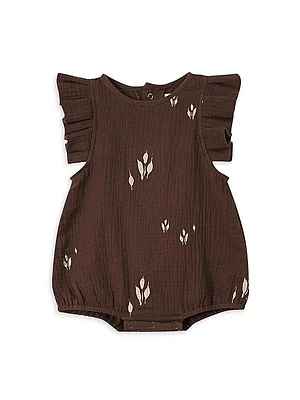 Baby Girl's Printed Gauze Bubble Romper