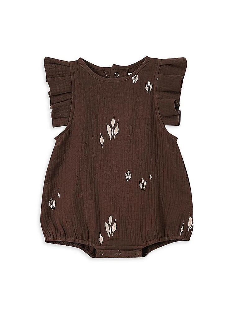 Baby Girl's Printed Gauze Bubble Romper