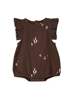 Baby Girl's Printed Gauze Bubble Romper