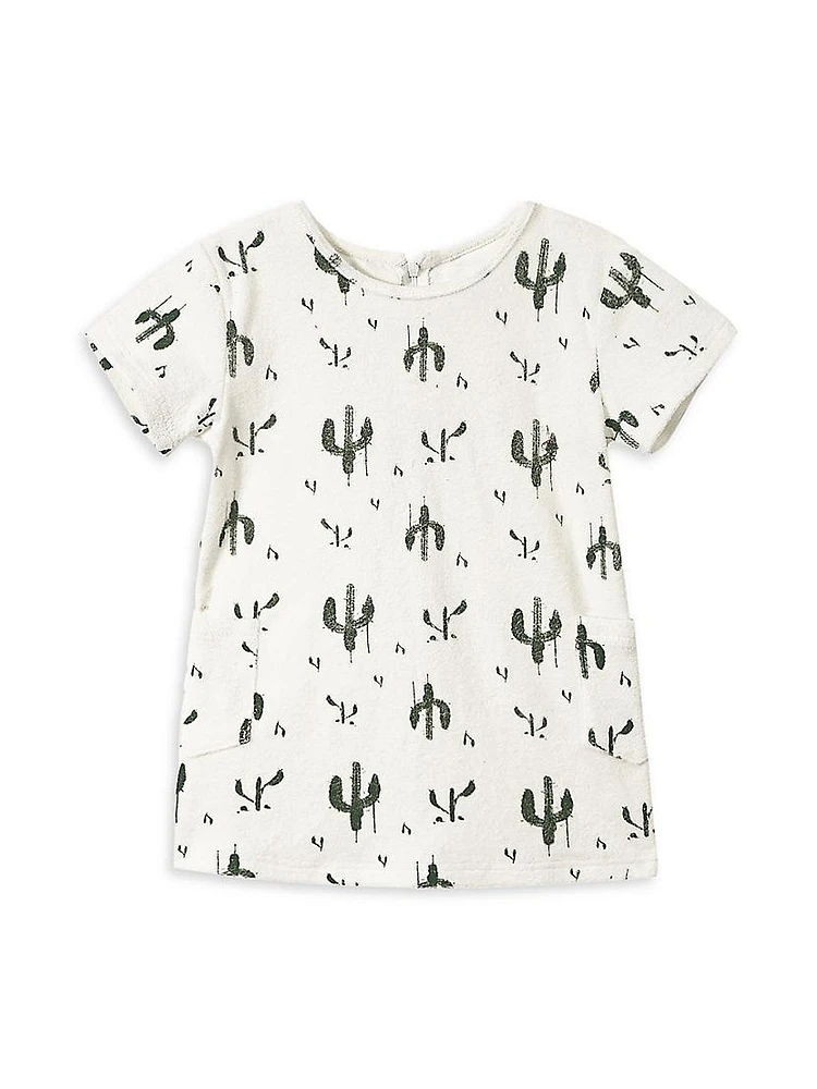 Little Girl's & Cactus Print Terry Cloth Dress