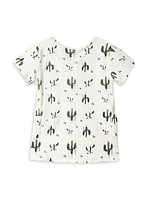 Little Girl's & Cactus Print Terry Cloth Dress