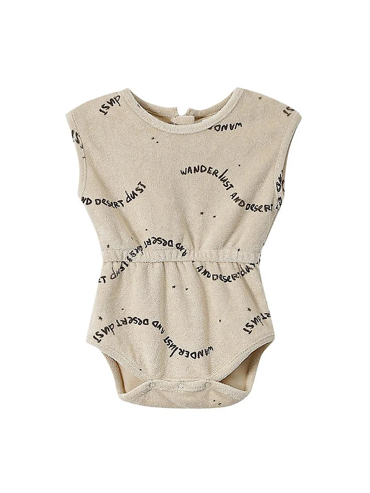 Baby Girl's Printed Terry Romper