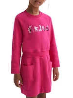 Little Girl's & Metallic Logo Sweatshirt Dress