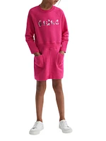 Little Girl's & Metallic Logo Sweatshirt Dress