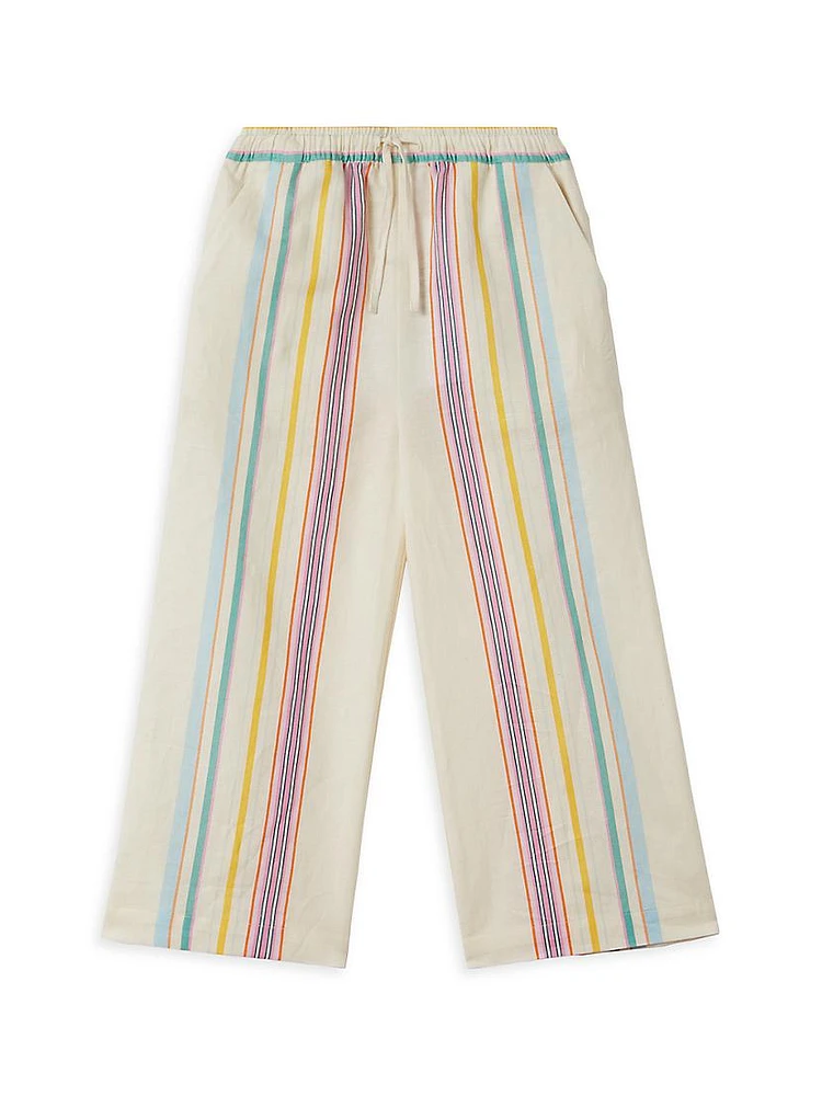 Little Girl's & Cleo Striped Cotton-Linen Pants