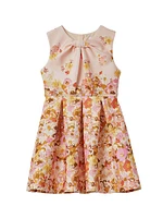 Little Girl's & Floral Knotted Sleeveless Dress