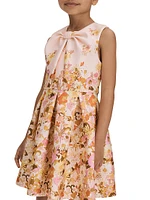 Little Girl's & Floral Knotted Sleeveless Dress