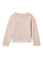 Little Girl's & Girl's Sequined Logo Two-Toned Crewneck Sweatshirt