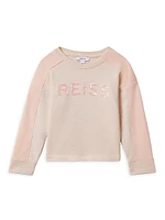 Little Girl's & Sequined Logo Two-Toned Crewneck Sweatshirt