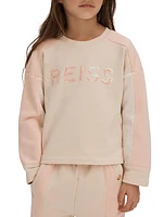 Little Girl's & Girl's Sequined Logo Two-Toned Crewneck Sweatshirt