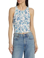 Allen Floral Stretch-Cotton Tank